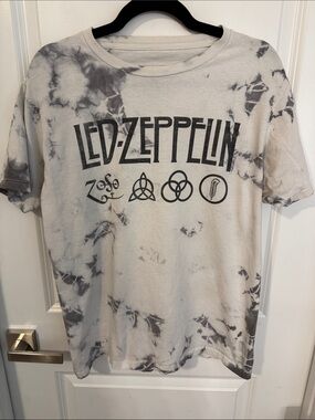 Led Zeppelin Tie-Dye Short Sleeve Tee in Gray and White